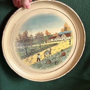 Italy Farm Scene wood plate